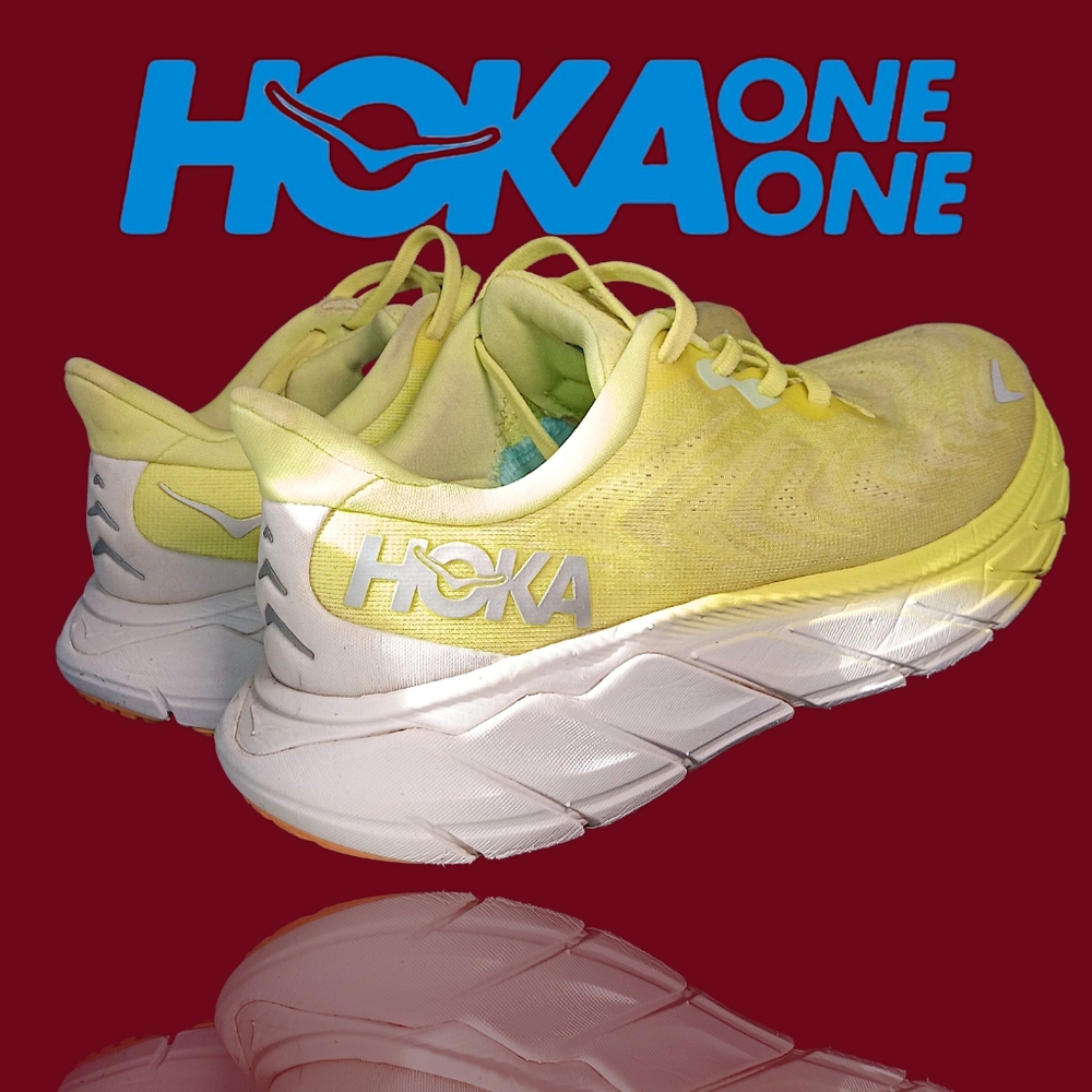 Hoka One One Arahi 6 Running Shoes Citrus Glow/White Women's 7B VGUC